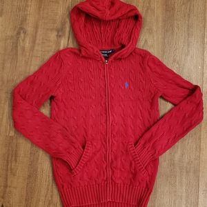 Ralph Sport Cable Knit Hoodie Sweater
